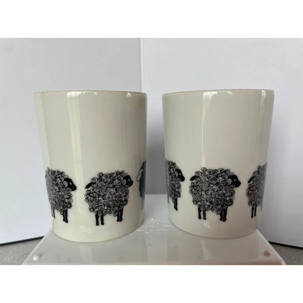 Vintage Fitz & Floyd‎ Black Sheep Mug Set of 2 Discontinued Variations Pattern
